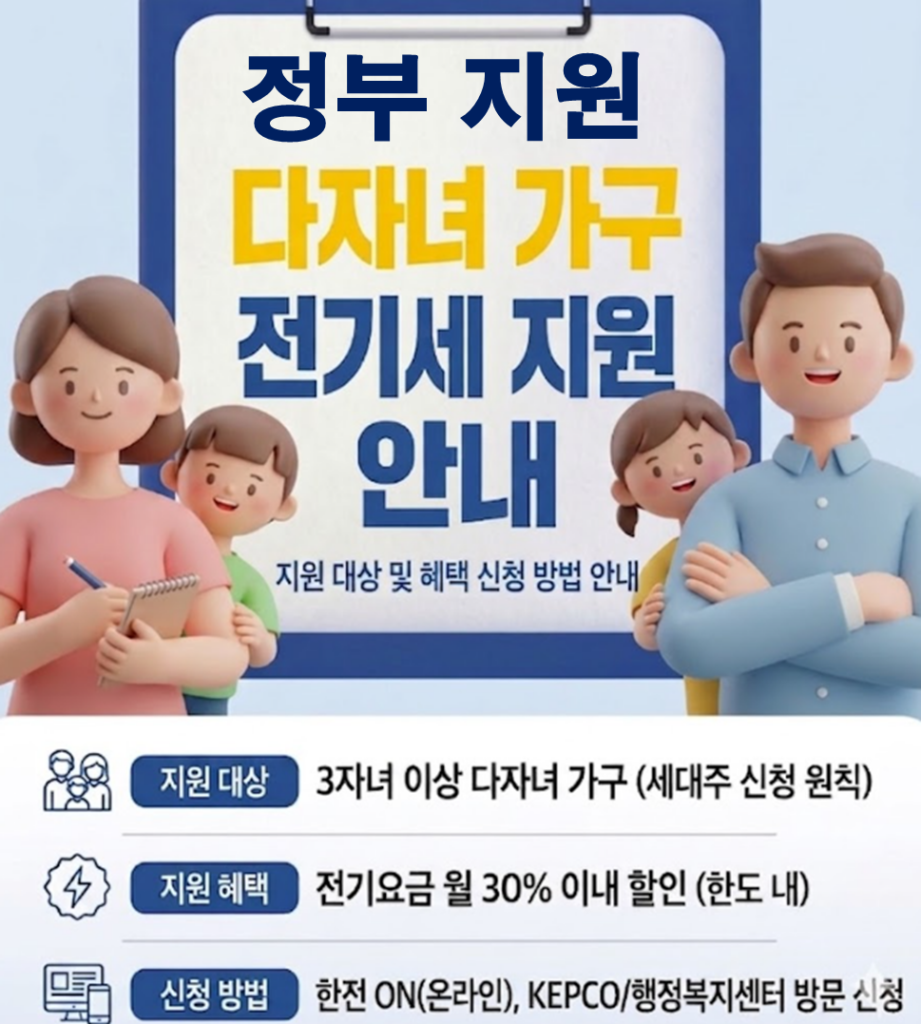 2026 다자녀 가정 전기세 지원 얼마나 될까??(대상자 및 신청방법)